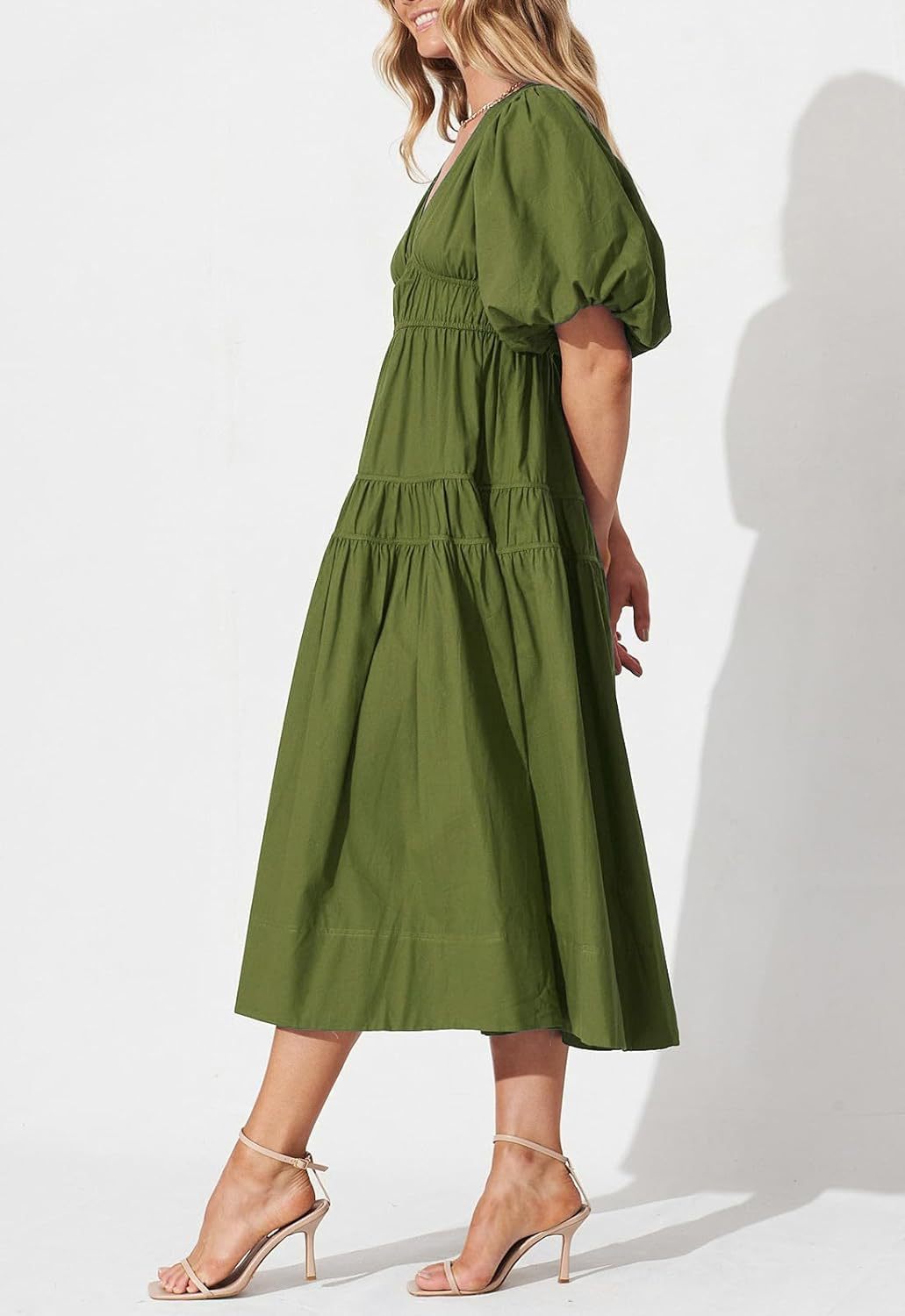 Women's Bohemian Floral Mid-length Dress Pleating Beach Dresses