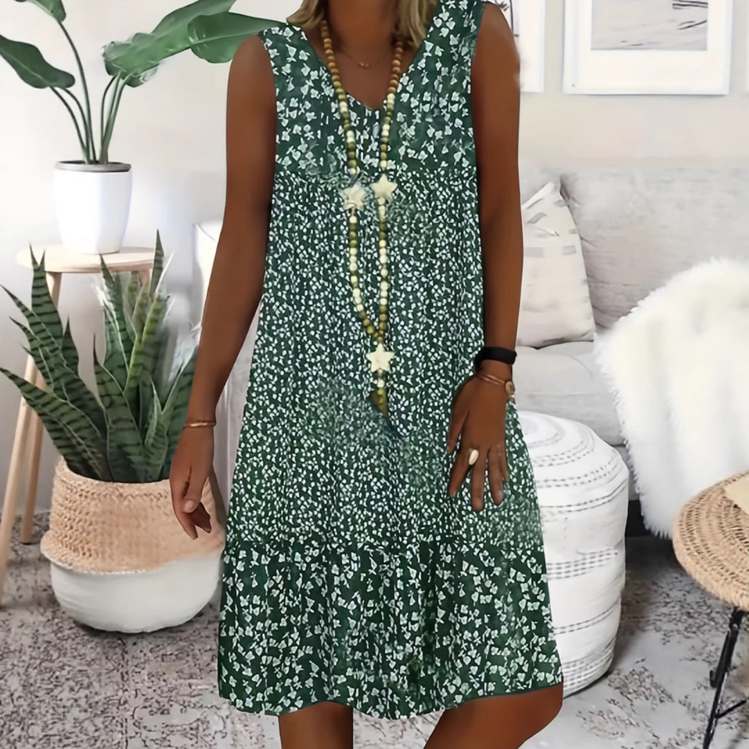 Women's Large Retro Full Body Printed Tape Dress