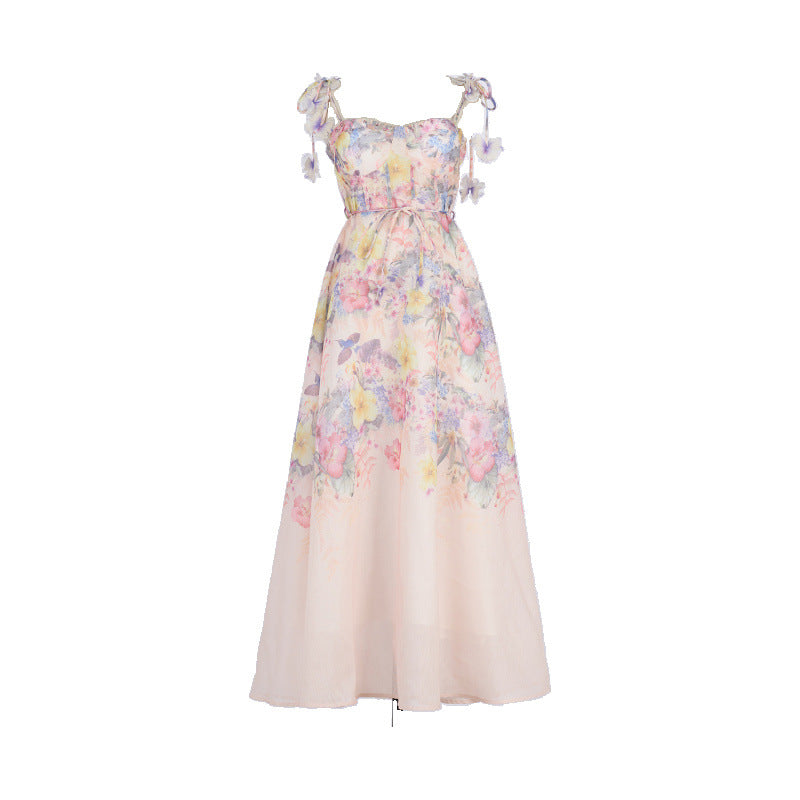 Summer Floral Print Sling Fishbone Fairy Dresses