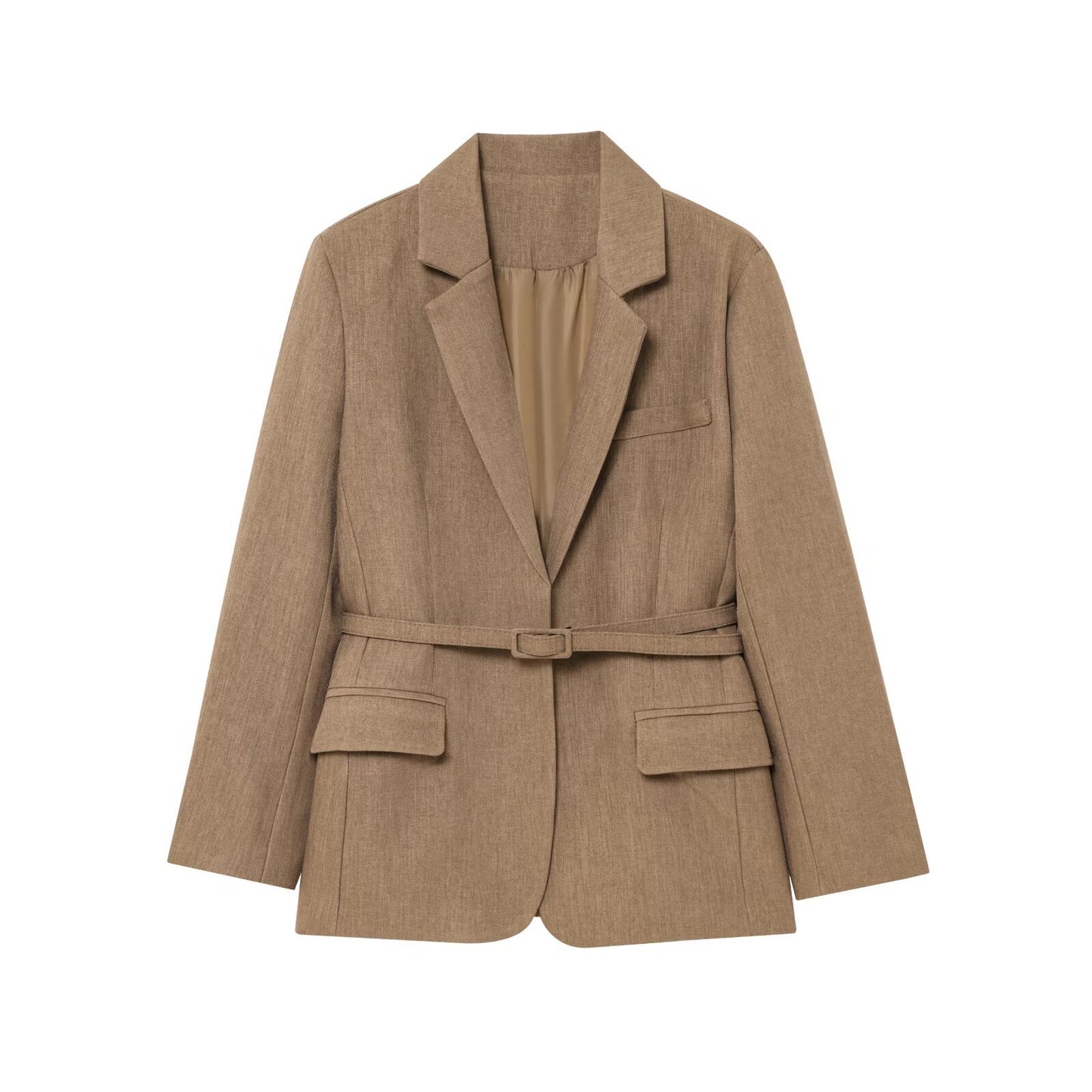 Women's Unique Fashion Casual Woolen Belt Coats