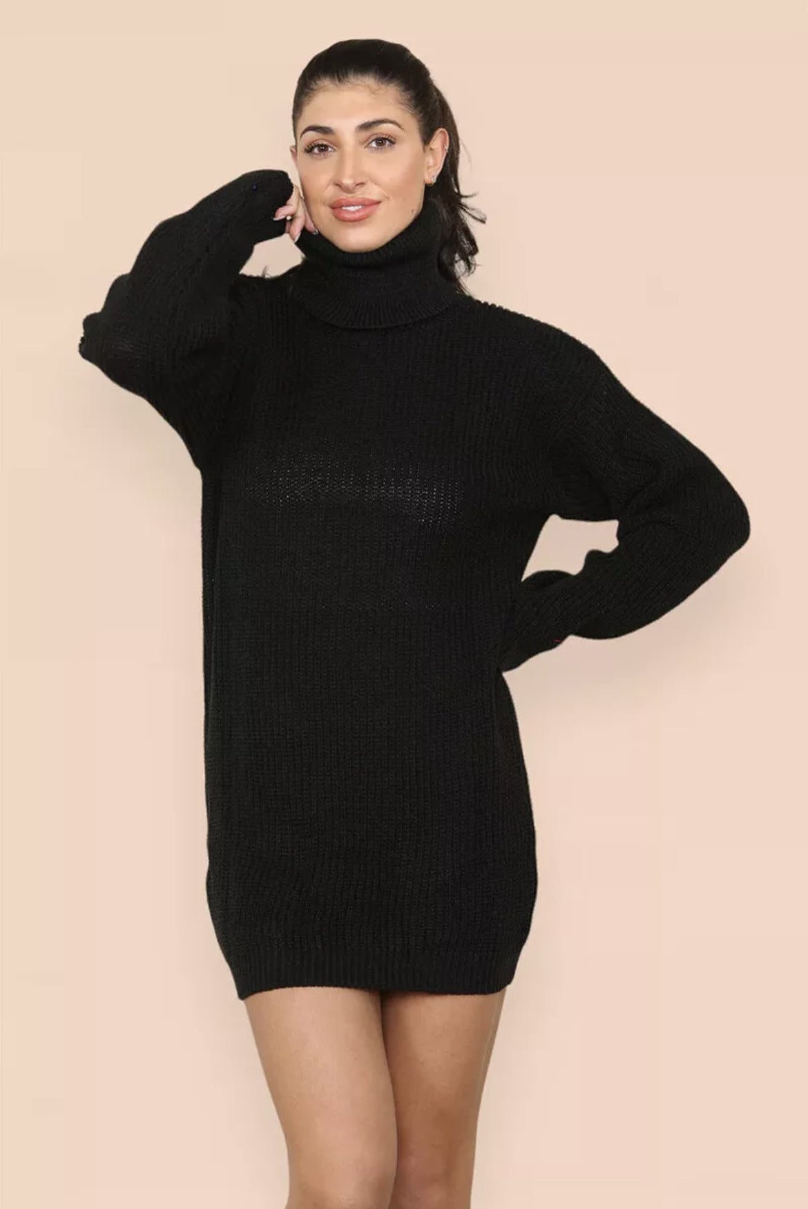 Women's Polo Collar Solid Color Loose Pullover Mid-length Women's Sweater