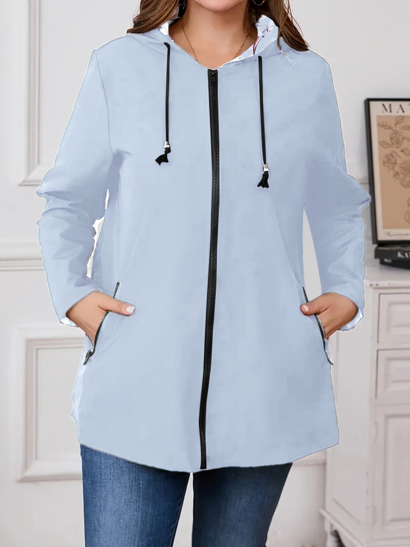 Women's Windcheater Zip Hooded Lightweight Outdoor Windproof Coats