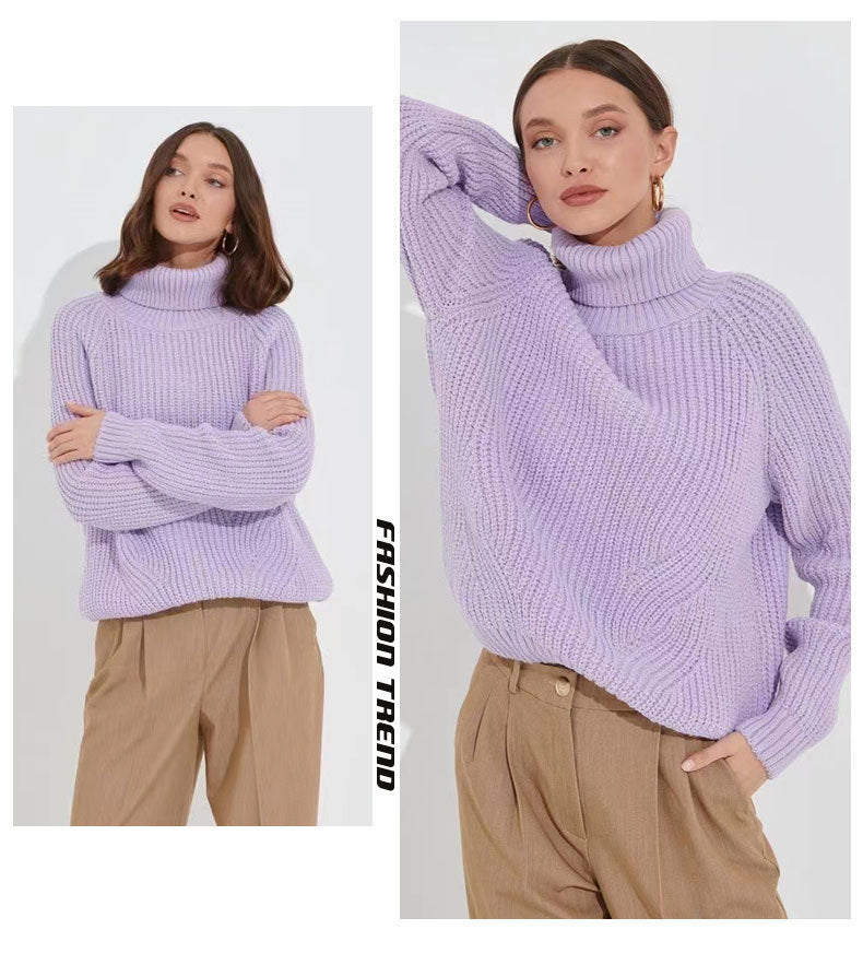 Women's Knitted Loose Thickened Solid Color Casual Sweaters